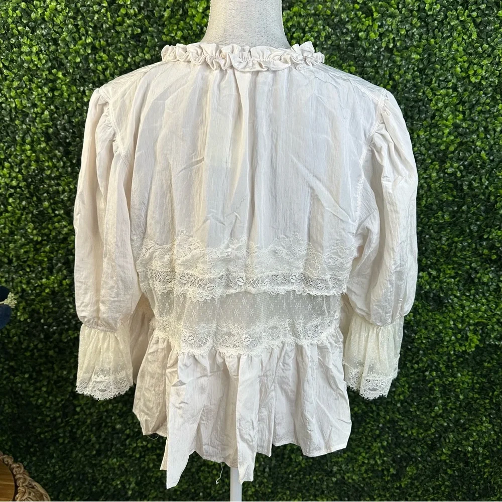 NWT FREE PEOPLE Forever Young Bed Jacket White INTIMATELY TOP LACE IVORY SIZE - Picture 8 of 10